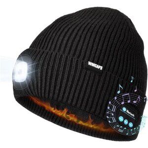 Fleece Lined Bluetooth LED Beanie, Winter Warm Hat with Light